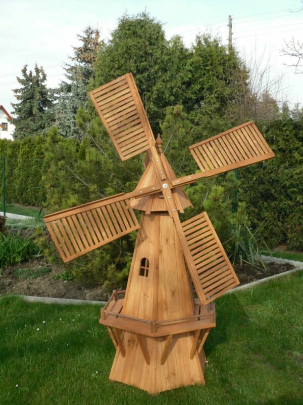 6-Eckige Windmühle für Garten mit Solar, 2m hoch 2