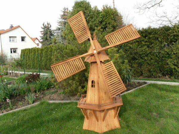 6-Eckige Windmühle für Garten mit Solar, 2m hoch 4