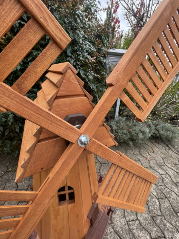 Windmühle aus Holz mit Beleuchtung als Gartendeko, 150 cm hoch 6