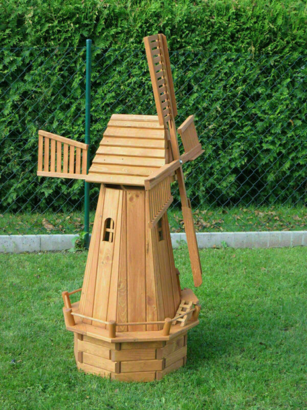 Windmühle aus Holz mit Beleuchtung als Gartendeko, 150 cm hoch 4