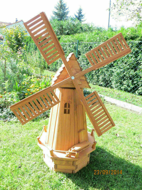 Windmühle aus Holz mit Beleuchtung als Gartendeko, 150 cm hoch 5