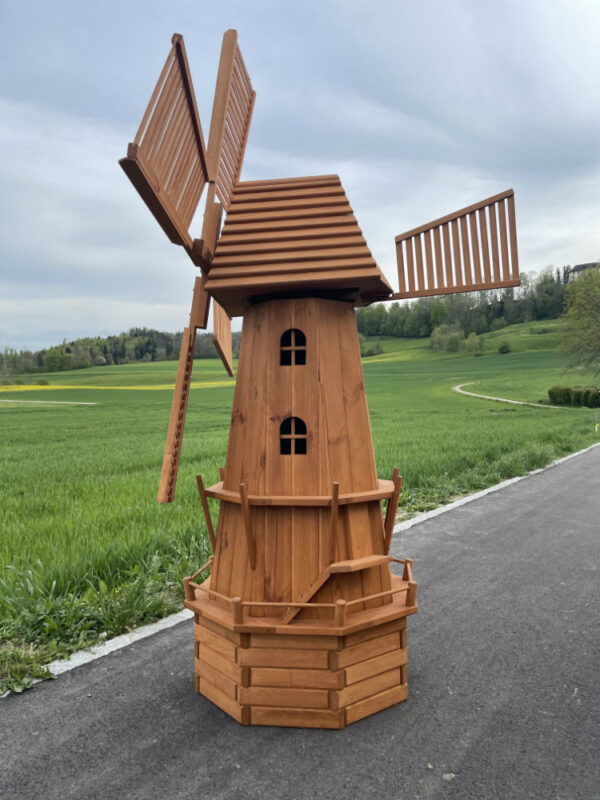 8-Eckige Solar Windmühle gross als Gartendeko, 215 cm hoch 3