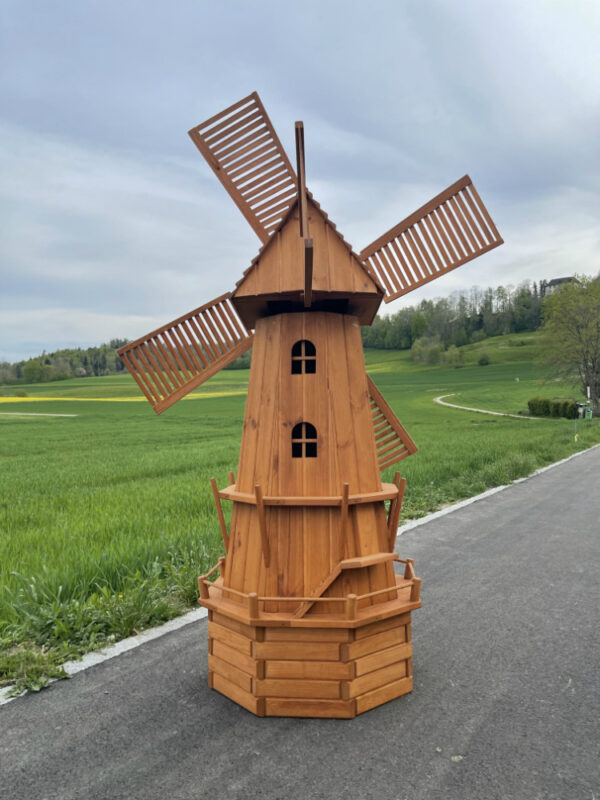 8-Eckige Solar Windmühle gross als Gartendeko, 215 cm hoch 5