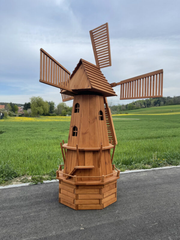 8-Eckige Solar Windmühle gross als Gartendeko, 215 cm hoch 4