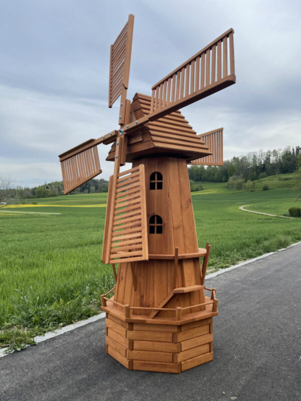 8-Eckige Solar Windmühle gross als Gartendeko, 215 cm hoch 2