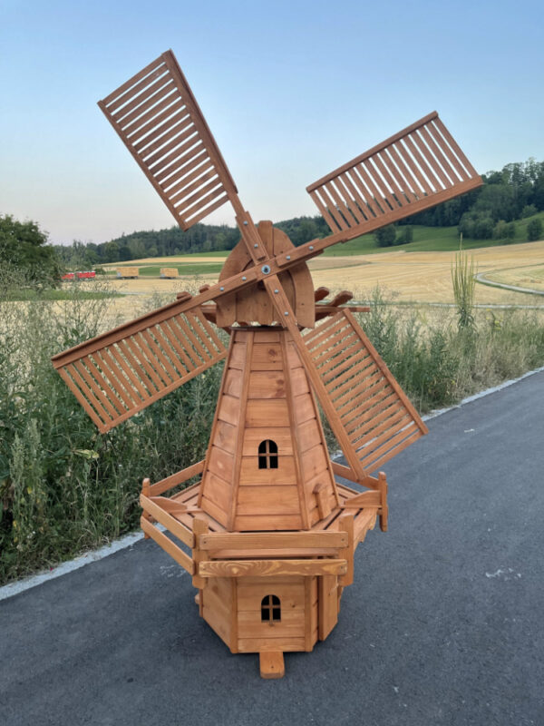 Windmühle für Garten mit Solar, holländer, 225 cm hoch